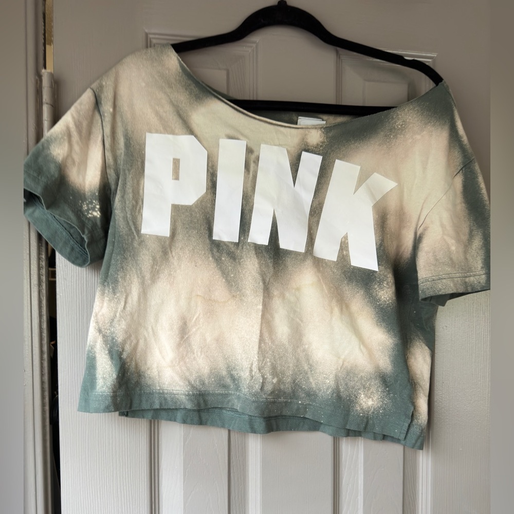 PINK bleached style crop top